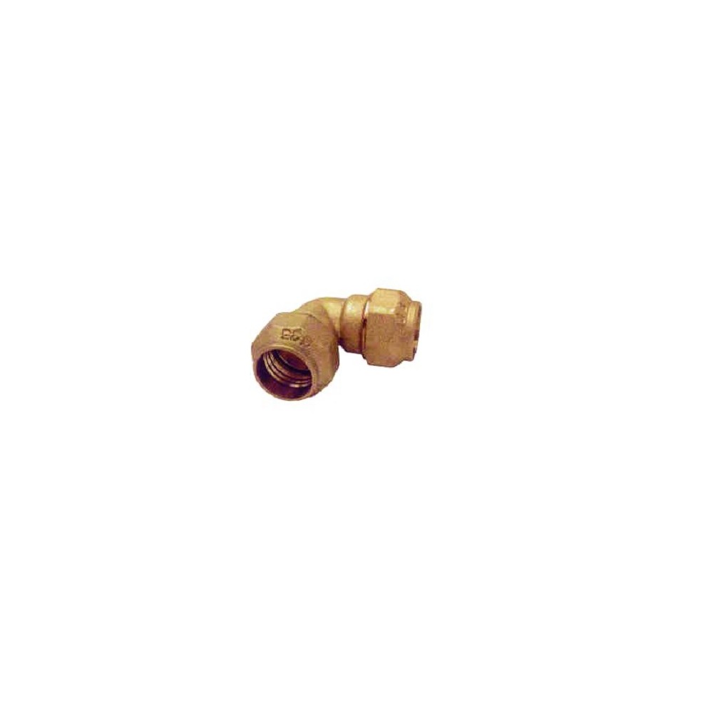 GOMITO IN OTTONE 90° X TUBO POLIETILENE INNESTO DOPPIA FEMMINA Ø