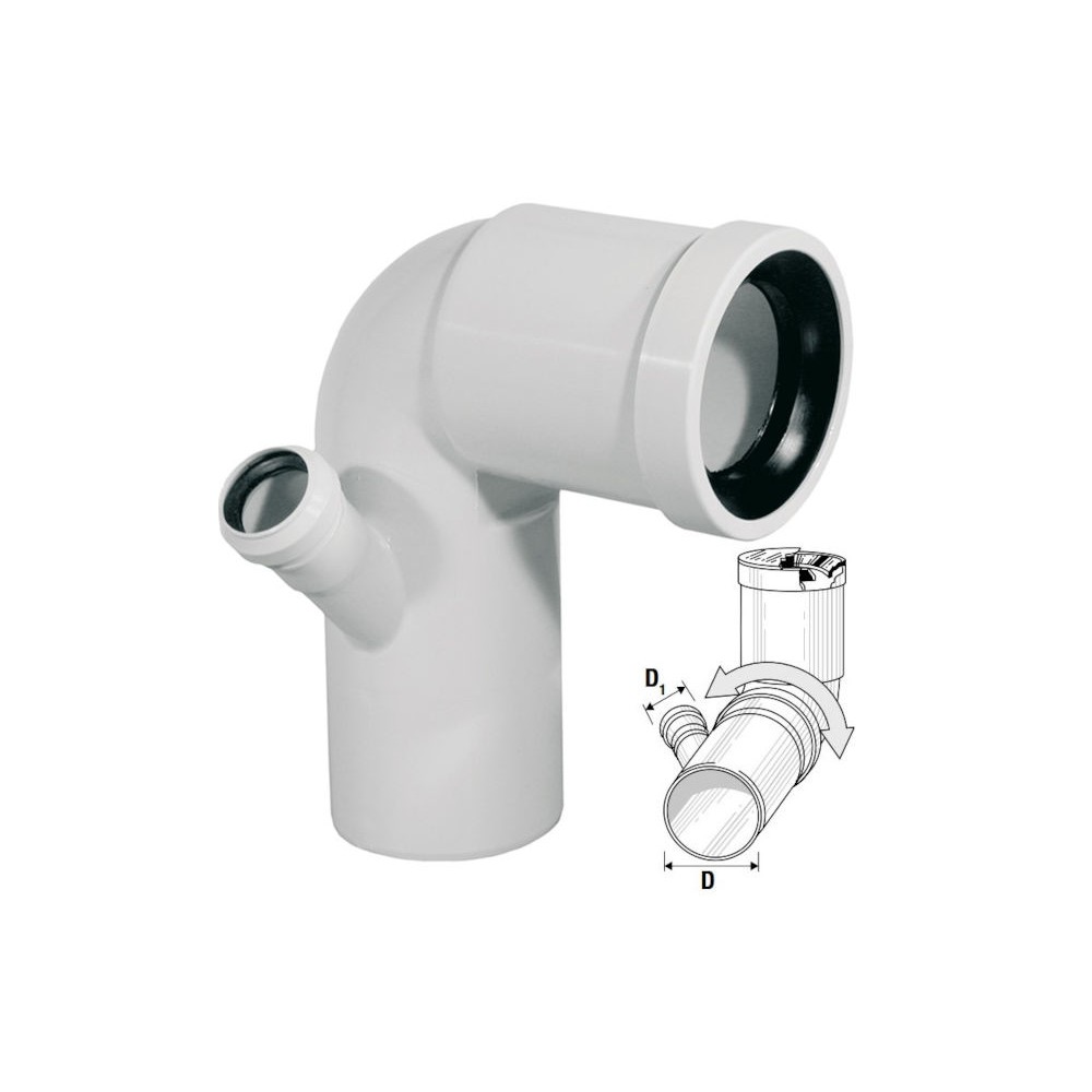 CURVA WC INNESTO IN POLIPROPILENE ALTA DA 90 ATTACCO 50 DX/SX ORIENTABILE CON GUARNIZIONE