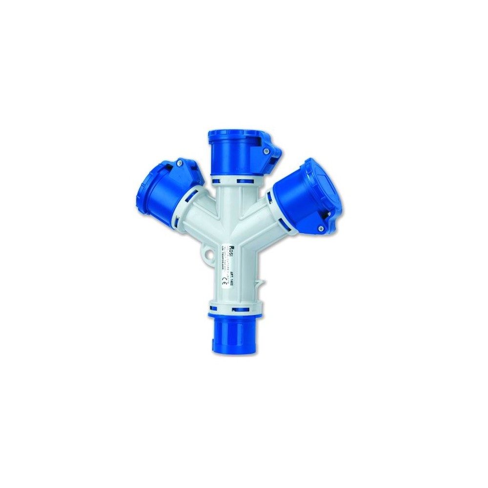 PRESA VOLANTE ADATTATORE INDUSTRIALE 1 SPINA BLU 3 PRESE BLU