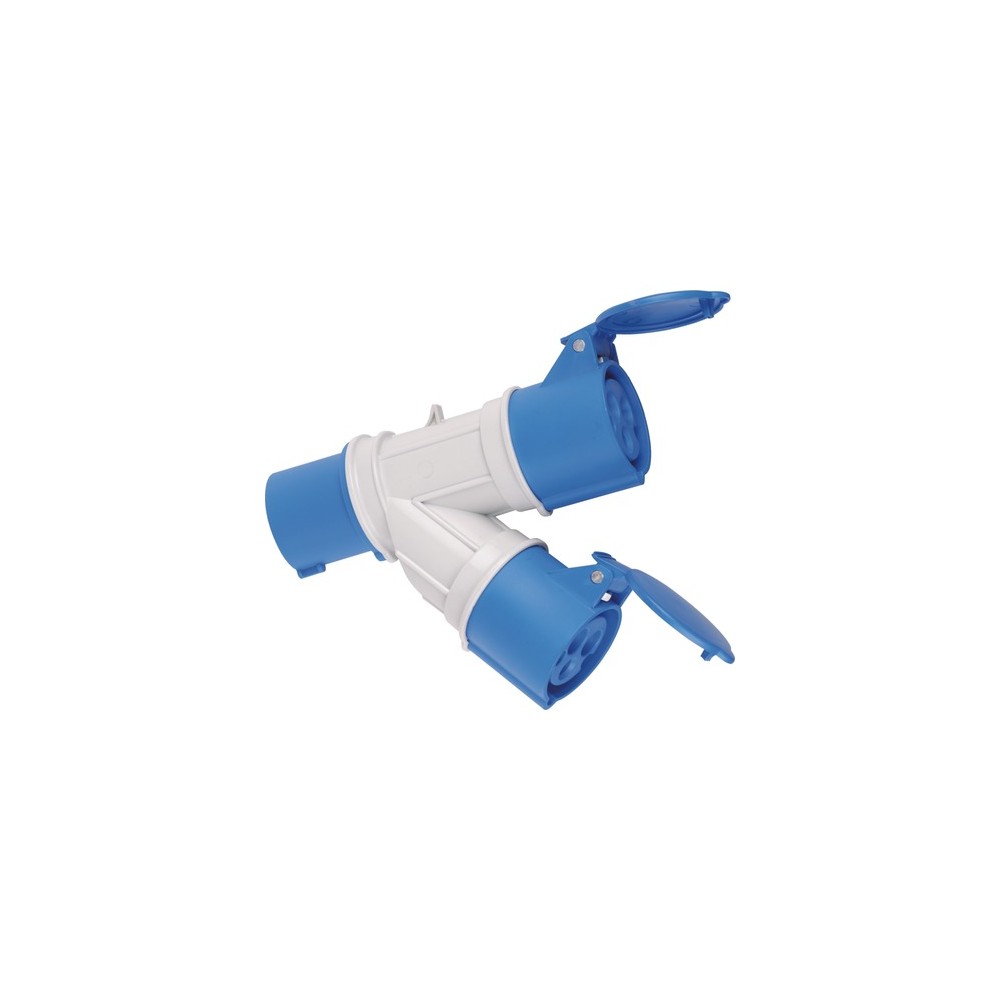 PRESA VOLANTE ADATTATORE INDUSTRIALE 1 SPINA BLU 2 PRESE BLU