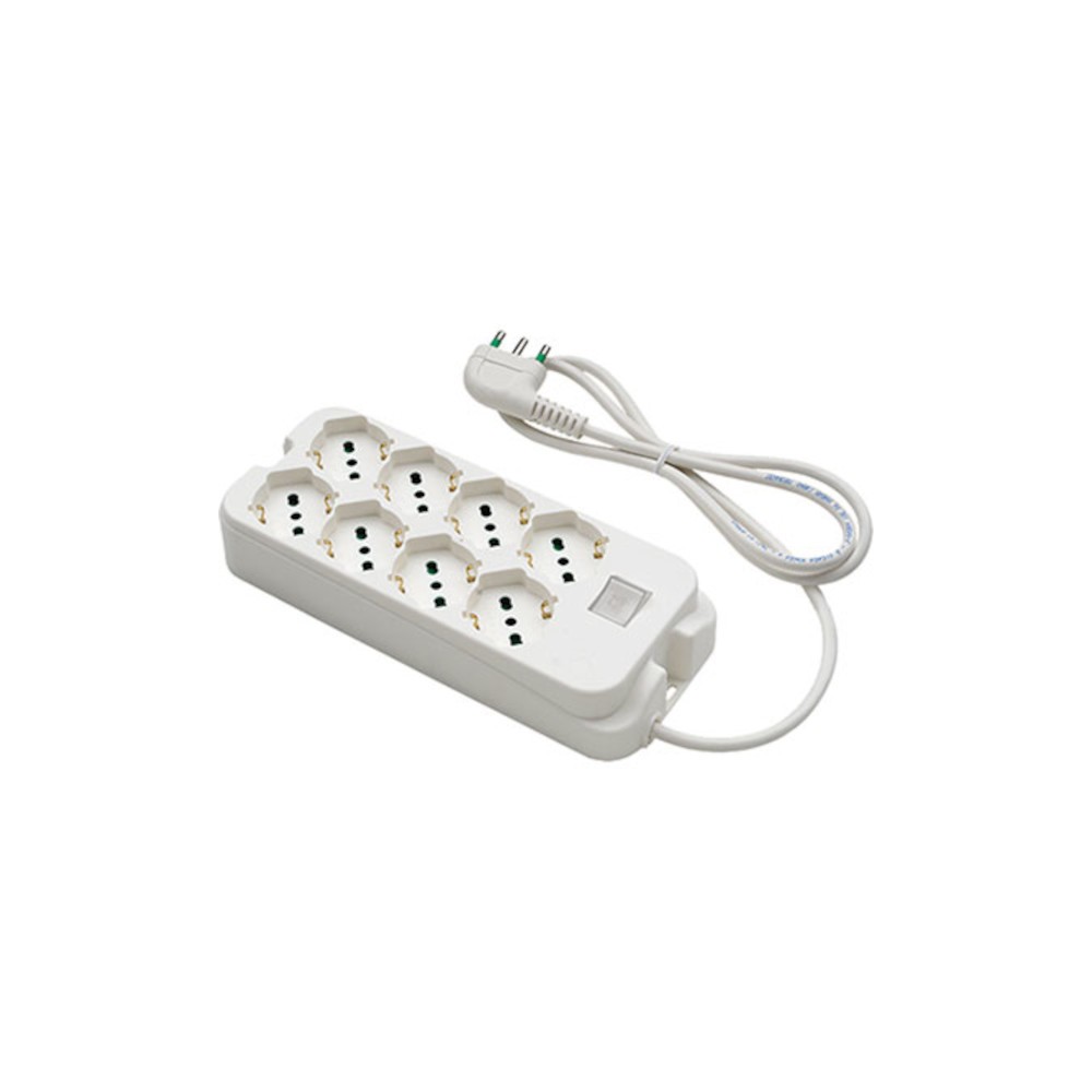 MULTIPRESA CON INTERRUTTORE LUMINOSO CON CAVO 8 PRESE SCHUKO 16 AMPERE