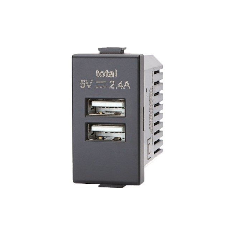 PRESA USB COMMERCIALE TIPO MATIX NERO 2 PRESE USB VOLT 5 A 2.4