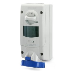 PRESA INTERBLOCCANTE PARETE ORIZZONTALE IP67 2P + T 16A 230V BLU