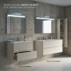 MOBILE BAGNO MONTI 05 BASE LAVABO SPECCHIO ILLUMINAZIONE LED