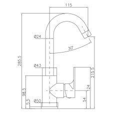 MISCELATORE A100 LAVABO LEVA LATERALE SENZA SCARICO FRAMO