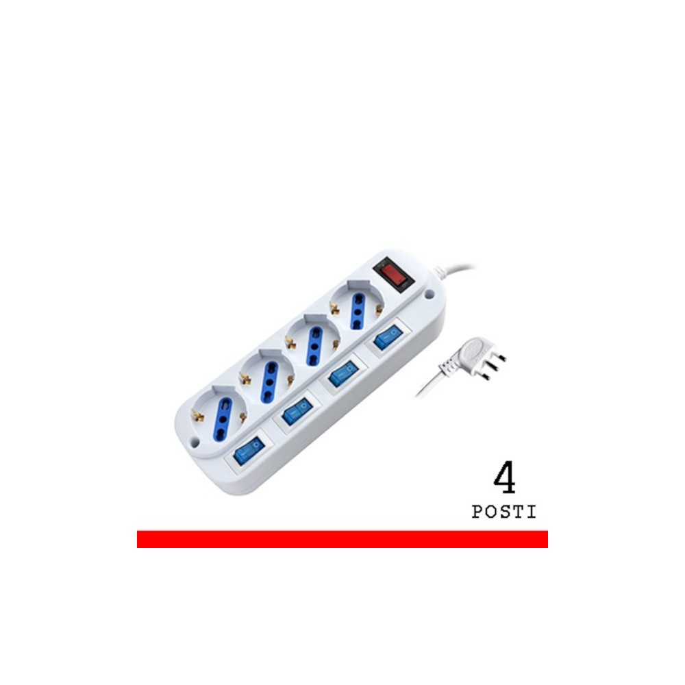 MULTIPRESA CON INTERRUTTORE CON CAVO 10/16 AMPERE PRESE SCHUKO INTERRUTTORI MULTIPLI