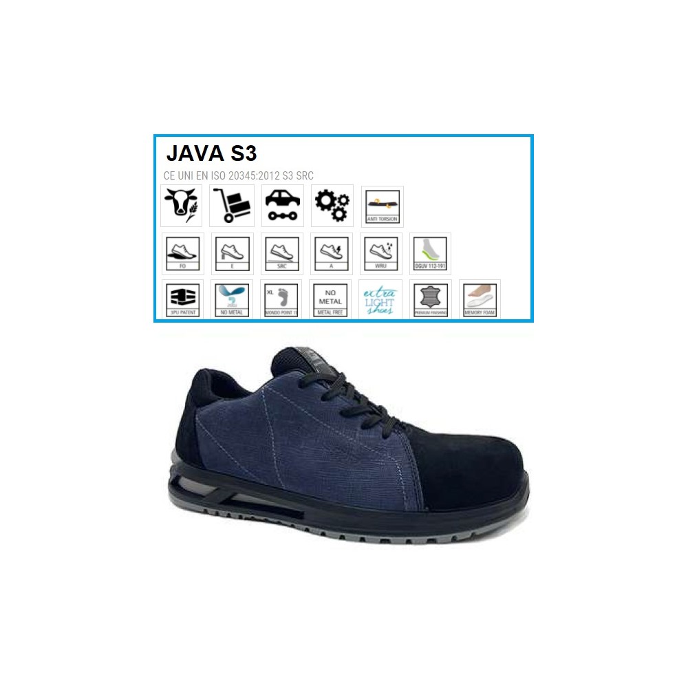 SCARPE ANTINFORTUNISTICHE JAVA S3 BASSA TESSUTO PELLE GROPPONE SCAMOSCIATO WRU GIASCO