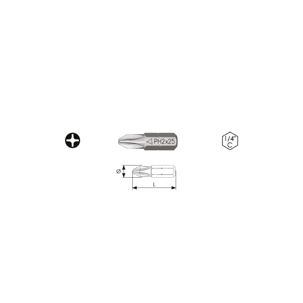 INSERTI 1/4 X PHILLIPIS IMPRONTA FRESATA CONFEZIONE 10 PEZZI KRINO