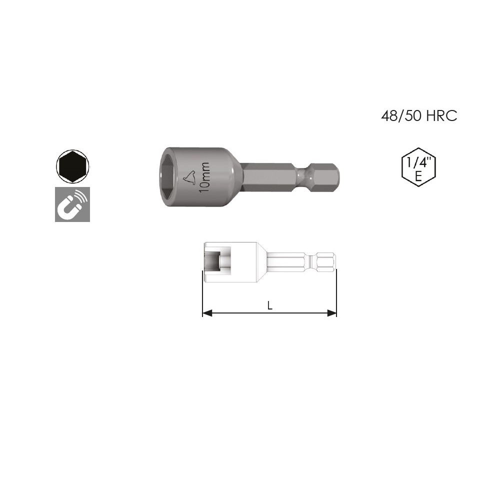 CHIAVE BUSSOLA MAGNETICA 1/4”E MM 10 Ø LTI