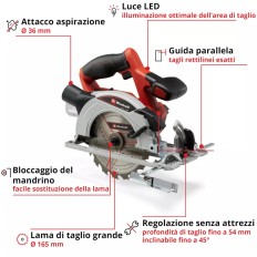 SEGA CIRCOLARE TC-CS 18/165 MM 165 SOLO CORPO MACCHINA VOLT 18 X-CHANGE EINHELL