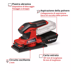 LEVIGATRICE ORBITALE A BATTARIE TC-OS 18/187 SOLO CORPO MACCHINA VOLT 18 X-CHANGE EINHELL