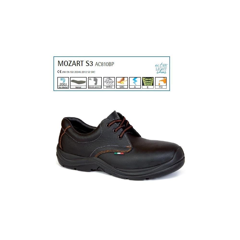 SCARPE ANTINFORTUNISTICHE MOZART BASSE S3 PELLE IDROREPELLENTE WRU GIASCO